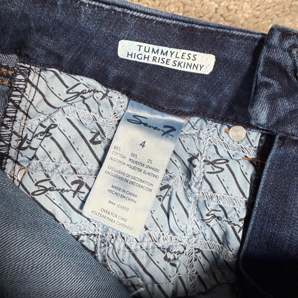 Seven7 Women Dark Wash Tummyless High Rise Skinny Jeans Indigo Denim Size 4 - Picture 10 of 11